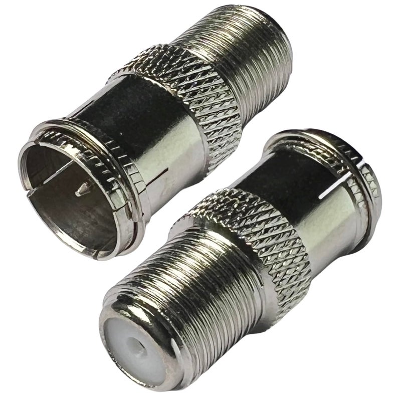 CESS F-Jack to F-Quick Push On Plug - F Type Male to F Type Female TV Adapter (2 Pack) - Image 1